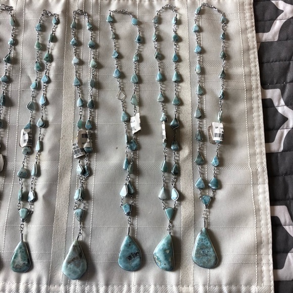 Bundle of 7 Turquoise Silver Dominican Republic Necklaces - Picture 4 of 6